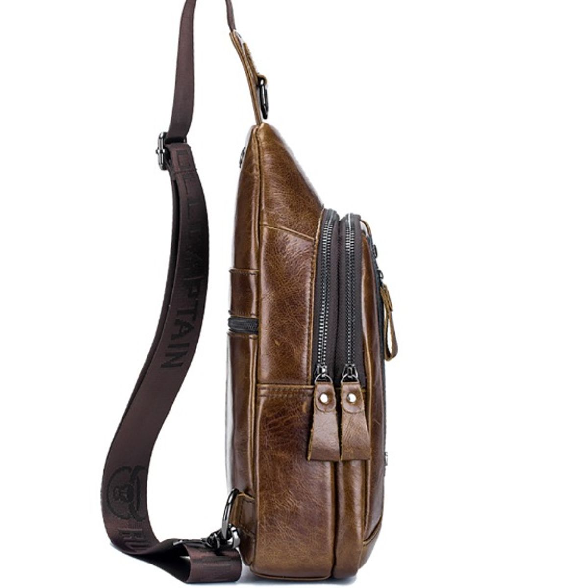 BULLCAPTAIN - Morral Pechera de cuero genuino Bullcaptain Marron XB126