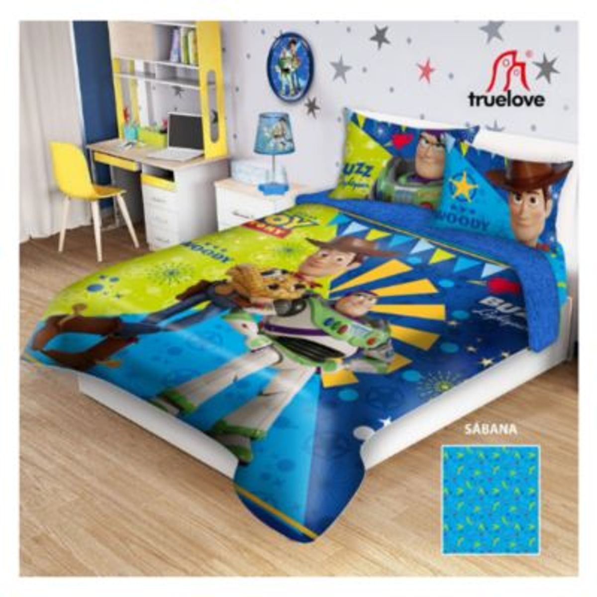 GENERICO - Edredón Acolchado de 5 Piezas Toy Story 1.5 Plaza