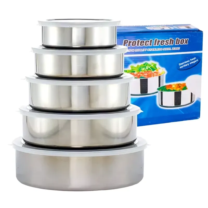 GENERICO - Juego Conjuntos de 5 táperes de acero inoxidable diferentes tamaños