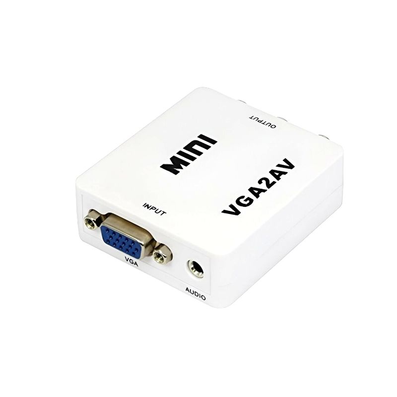 SEISA - Convertidor Mini VGA a AV RCA 1080P con conector de audio de 3,5 mm