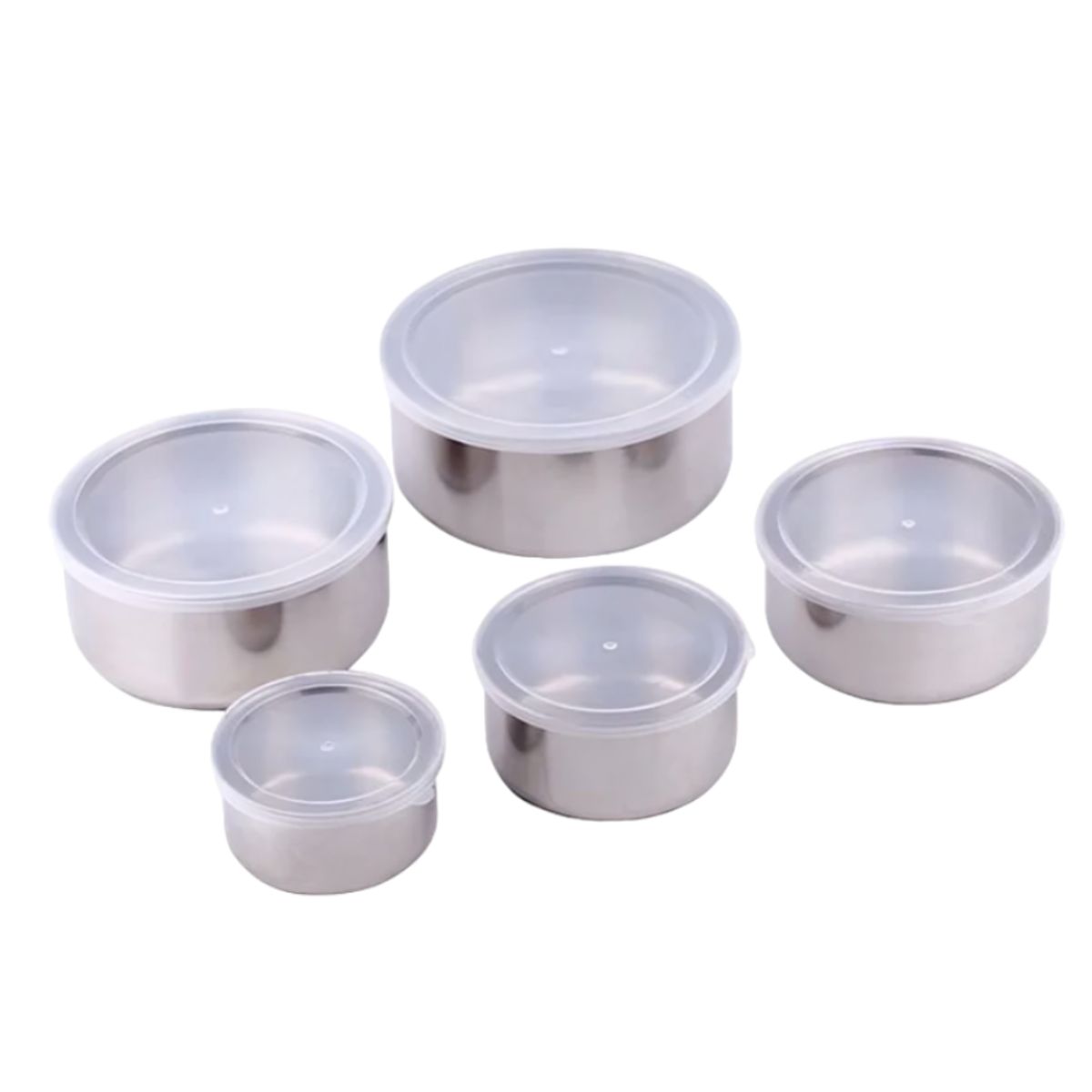 GENERICO - Juego 5 táperes contenedores de acero inoxidable