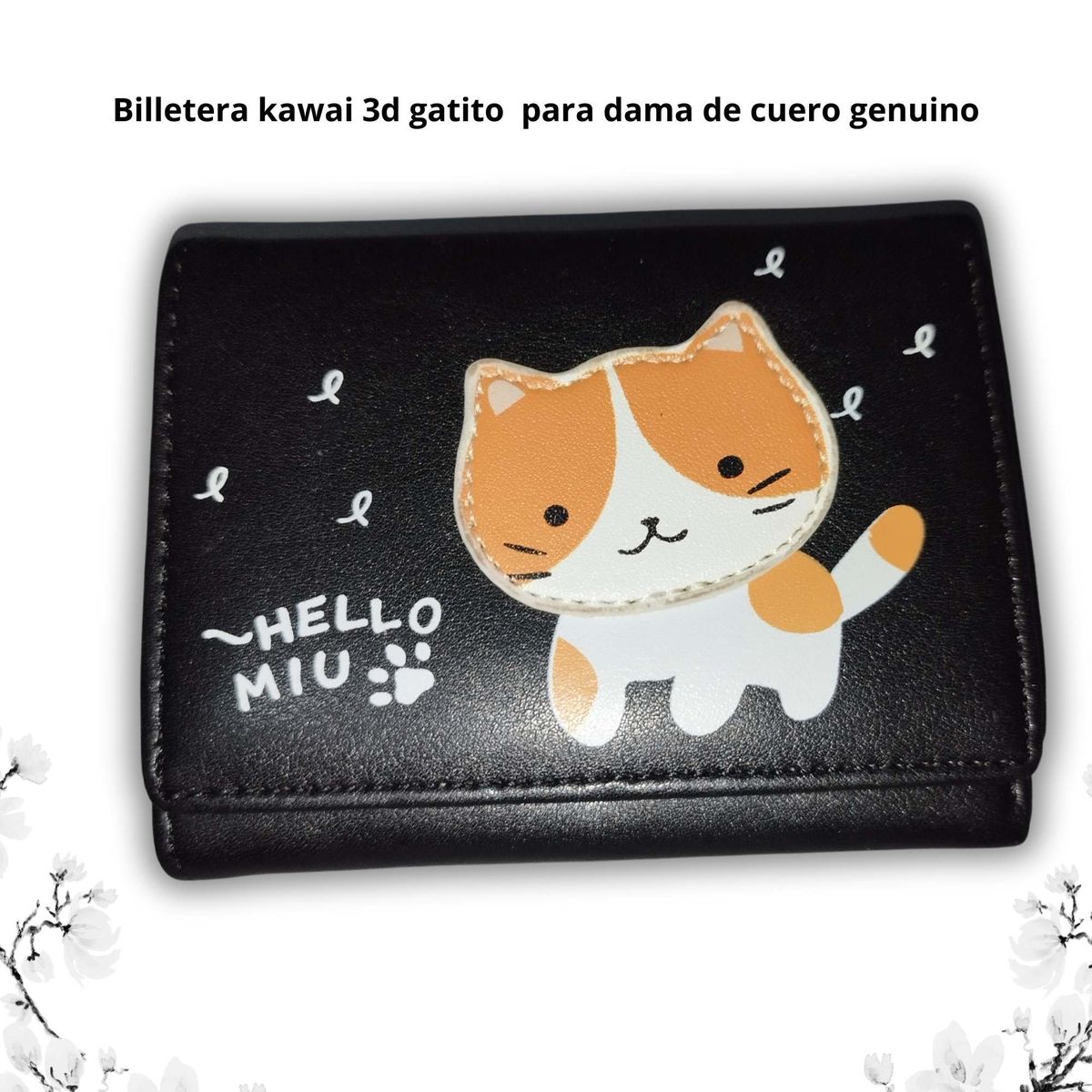 GENERICO - Billetera kawai 3d para dama de cuero genuino