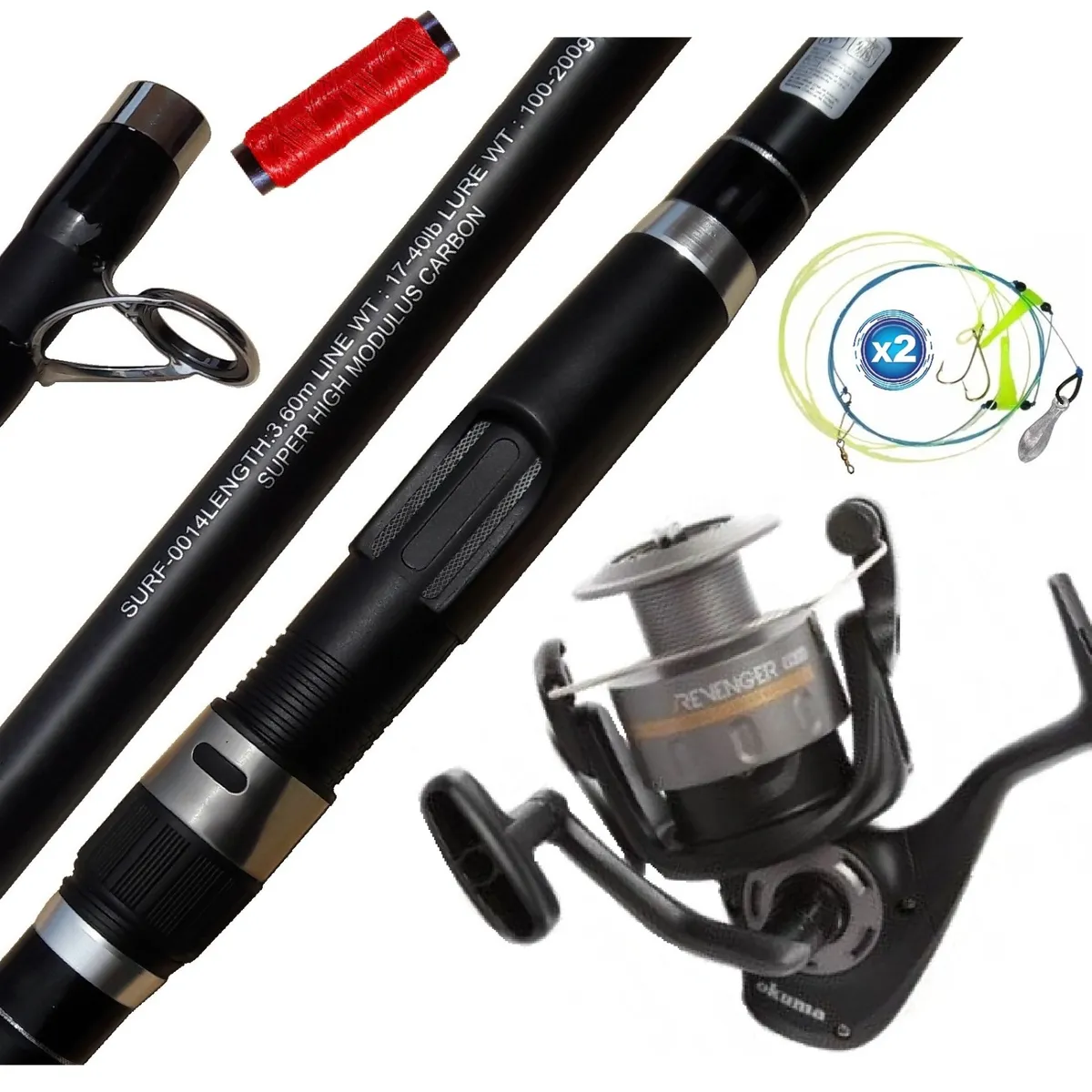 GENERICO - Equipo De Pescar Caña De 3.60 M Con Carrete Okuma 80 Combo