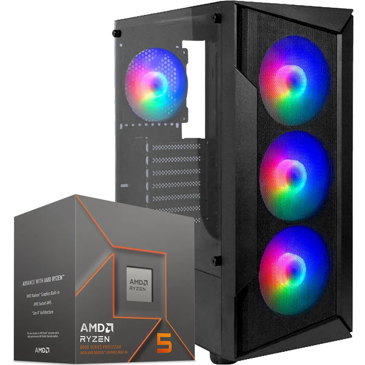 AMD - Computadora PC GAMER RYZEN 5 8500G RAM 32GB SSD 1TB MONITOR 27" FULL HD