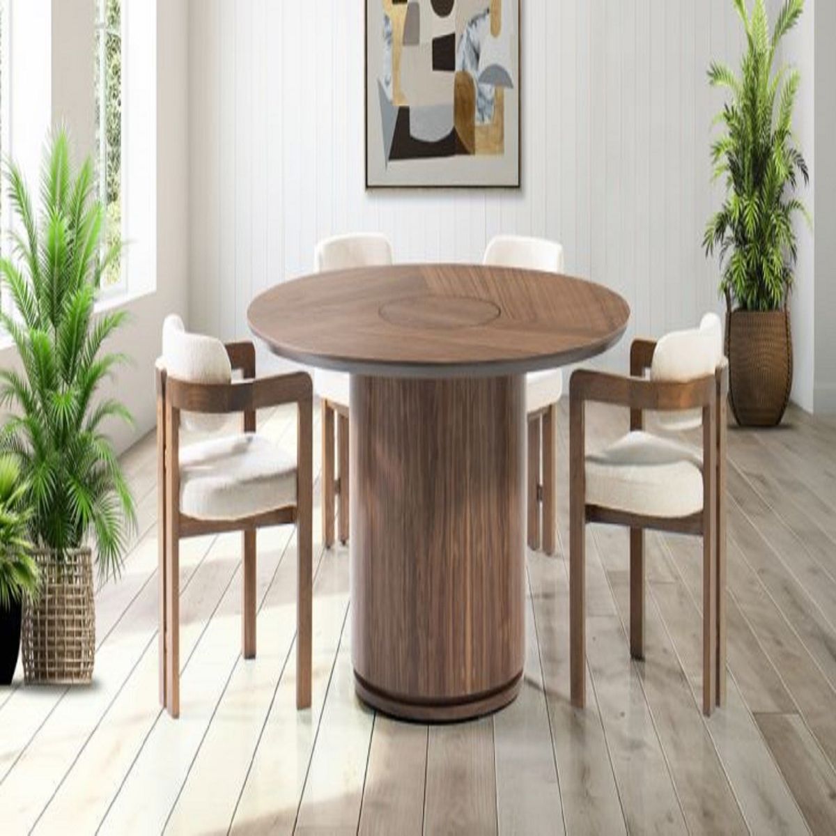 DMUEBLES - Comedor Dmuebles 4 sillas Pad - Blanco/Nogal