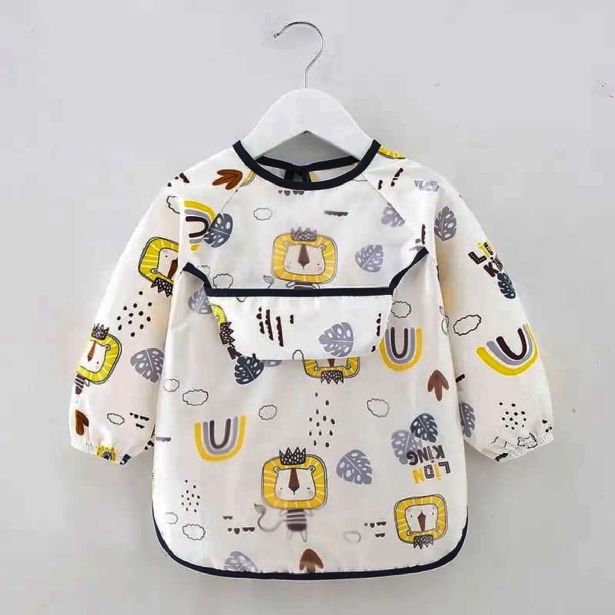 GENERICO - Mandil  Babero Manga Larga para Niños 6 a 3 años leon BL