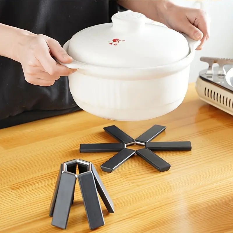 MEGIMPERU - Soporte Plegable para Ollas con Aislamiento y Resistencia al Calor