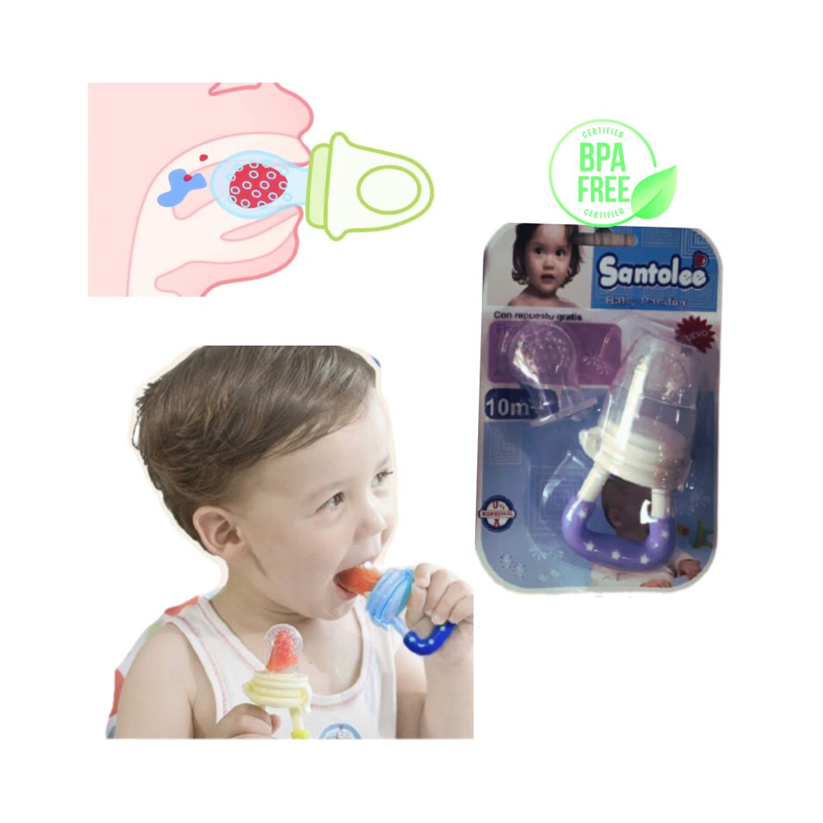 SANTOLEE - Chupón Anti-ahogo para bebes - Lila