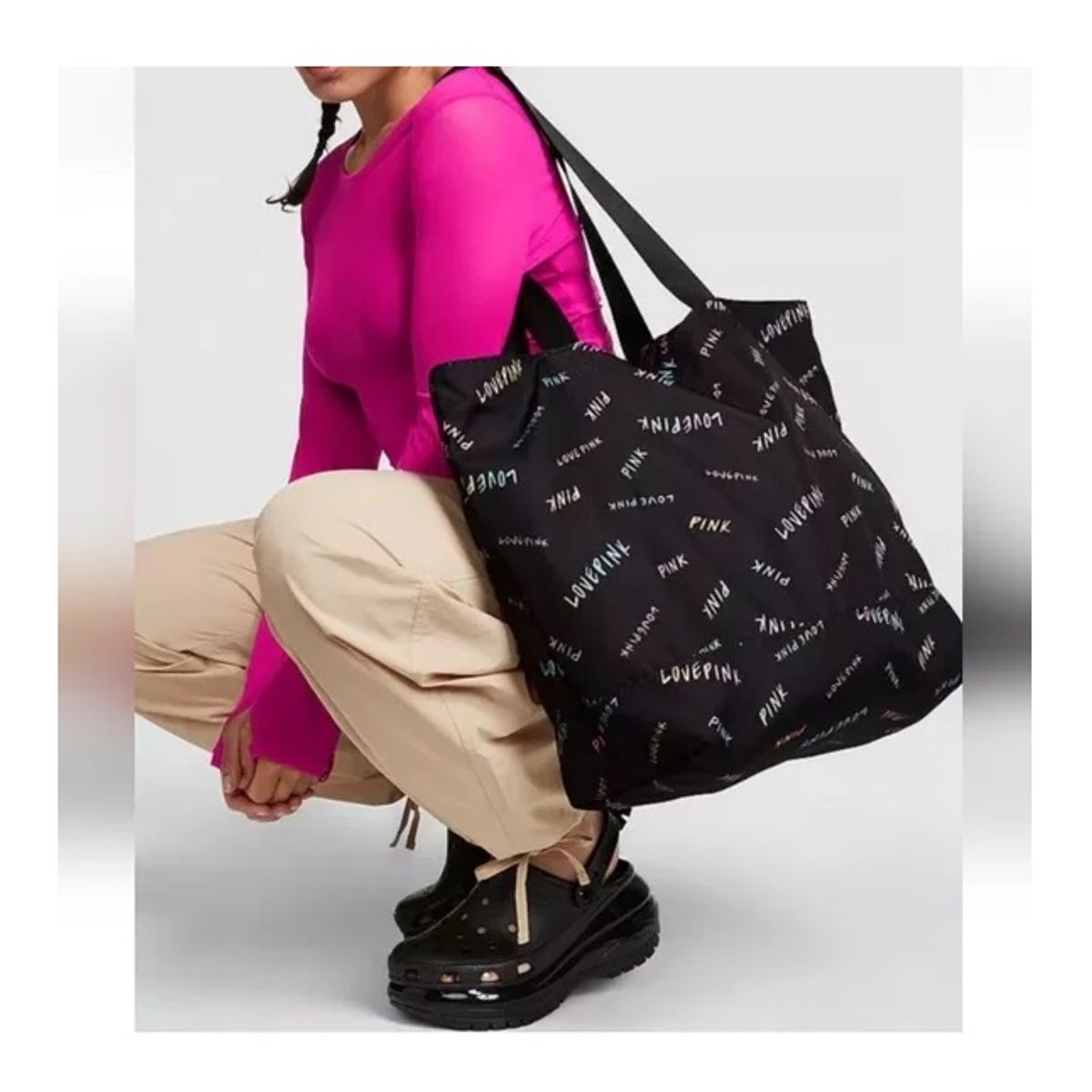 PINK - VICTORIAS SECRET BOLSO LOVE PINK LETRAS COLORES TOTE SHOPPING BAG