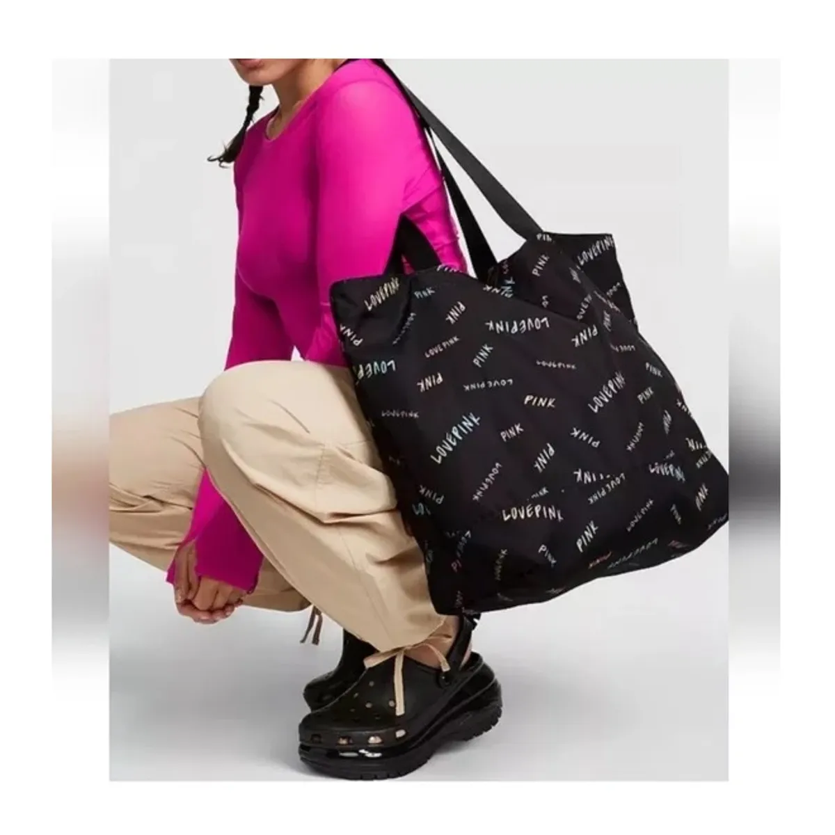 PINK - VICTORIAS SECRET BOLSO LOVE PINK LETRAS COLORES TOTE SHOPPING BAG