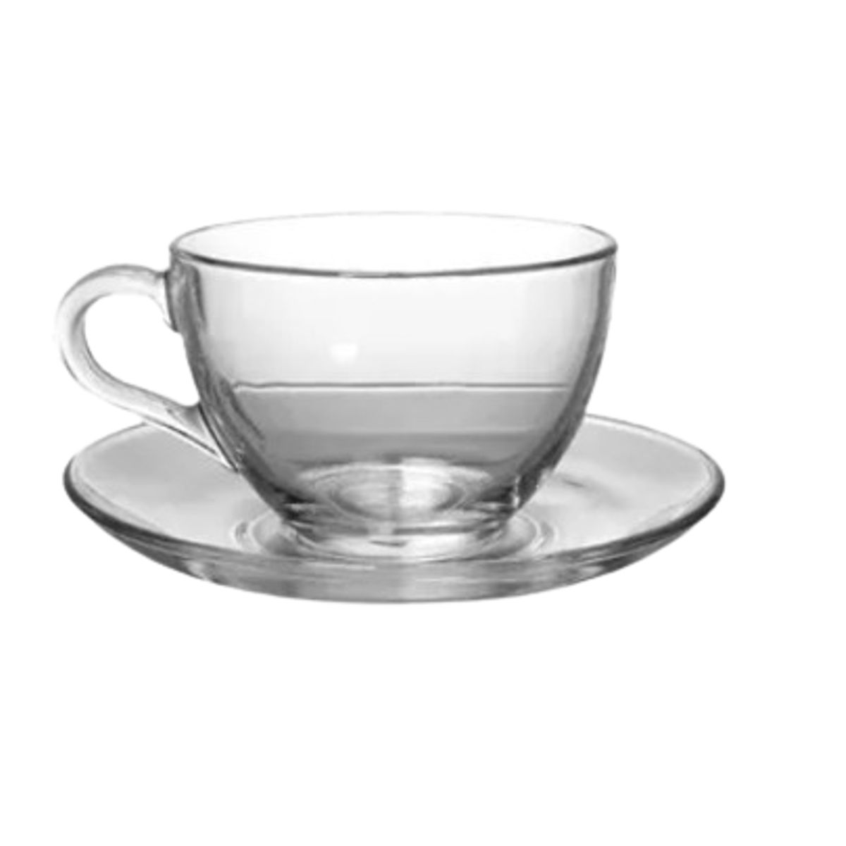 GENERICO - 12 tazas con plato de vidrio elegantes