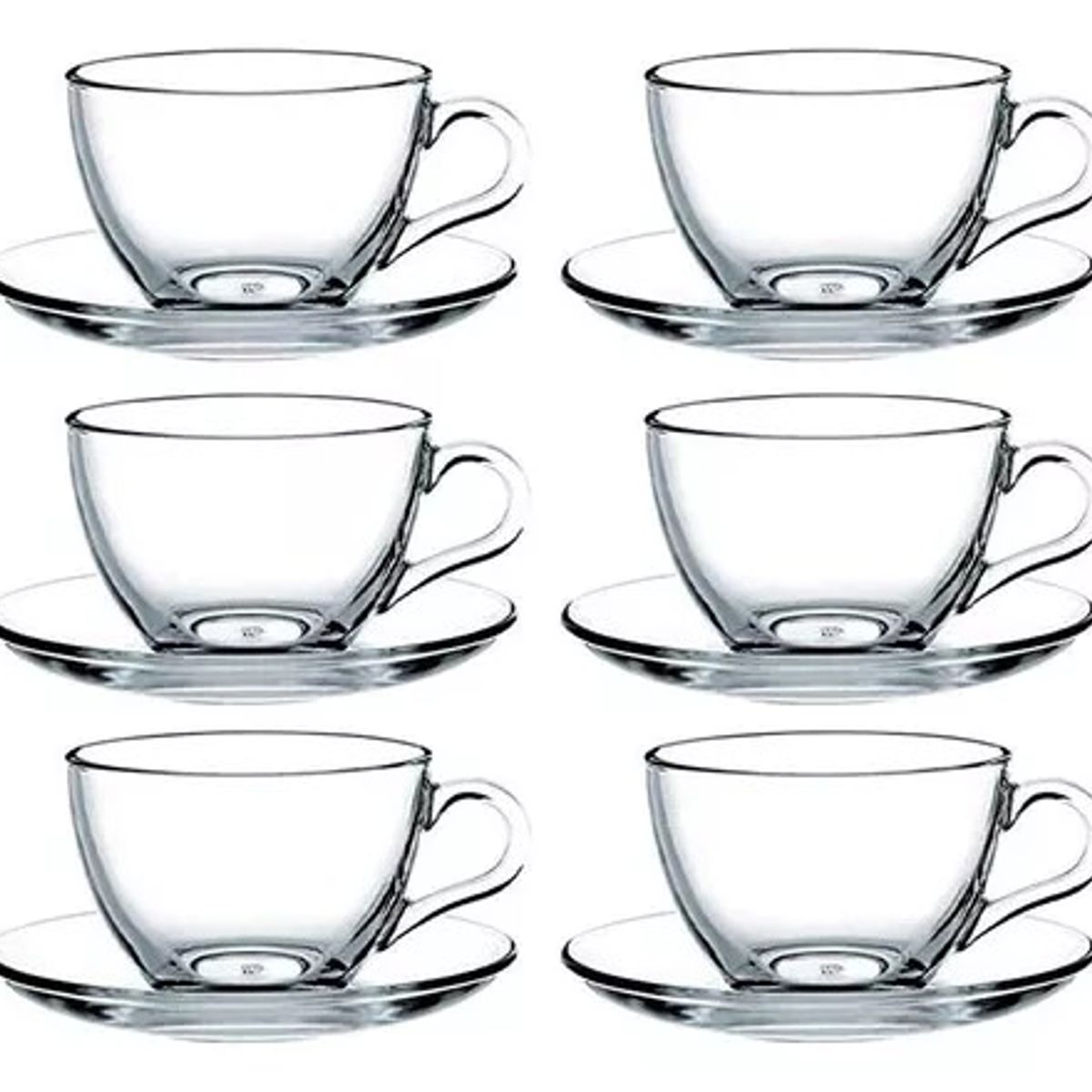 GENERICO - 12 tazas con plato de vidrio elegantes