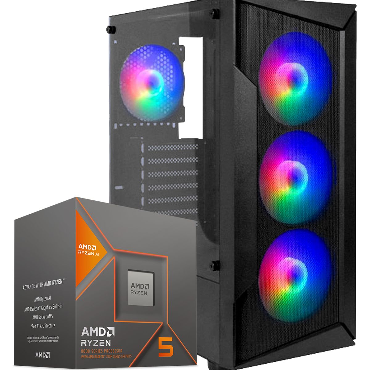 AMD - Computadora PC GAMER RYZEN 5 8600G RAM 16GB SSD 1TB MONITOR 24" FULL HD