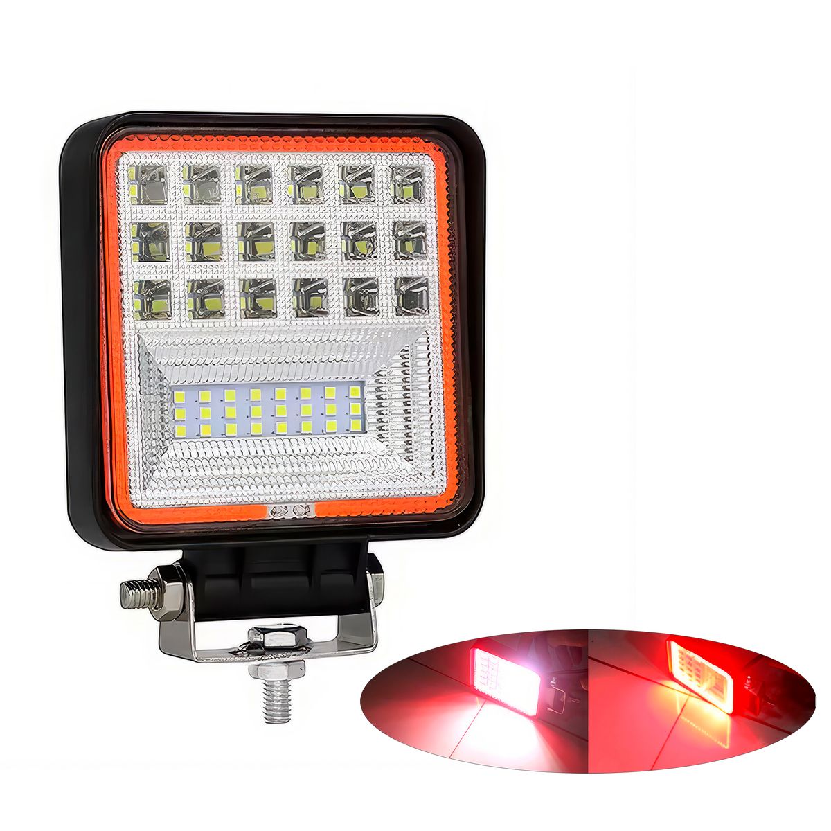 GENERICO - Faro Cuadrado LED-42” Multivoltaje 6500K 126W Borde Rojo