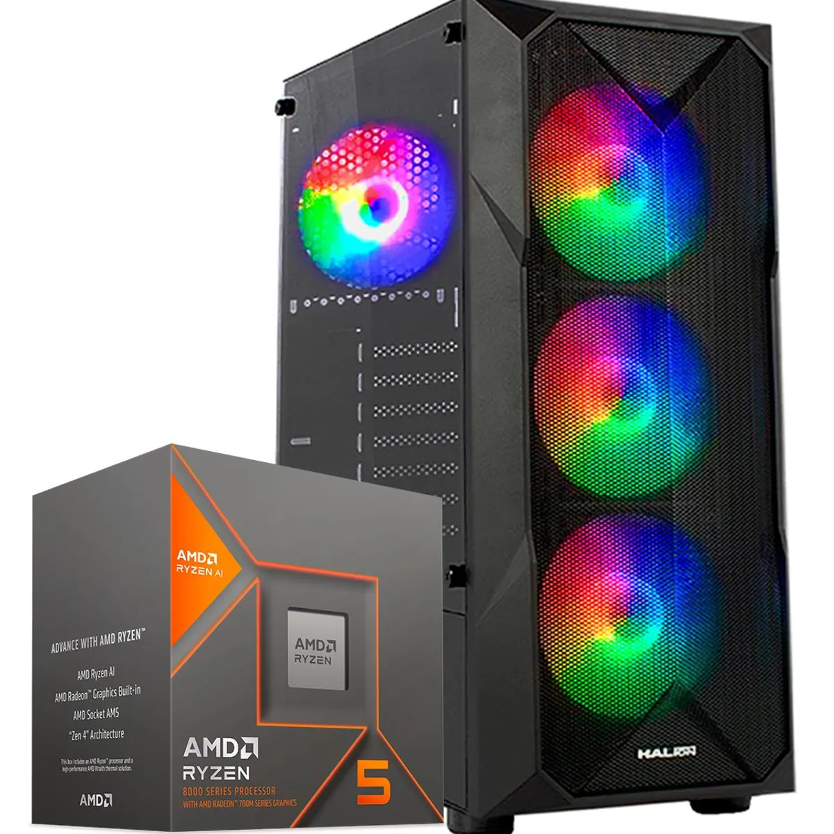 AMD - Computadora PC GAMER RYZEN 5 8600G RAM 32GB SSD 1TB MONITOR 27" FULL HD