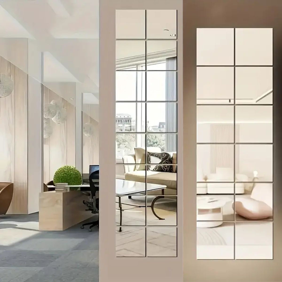 GENERICO - Espejo adhesivo de pared cuadrado 30cm x 30cm - Set 6 und.