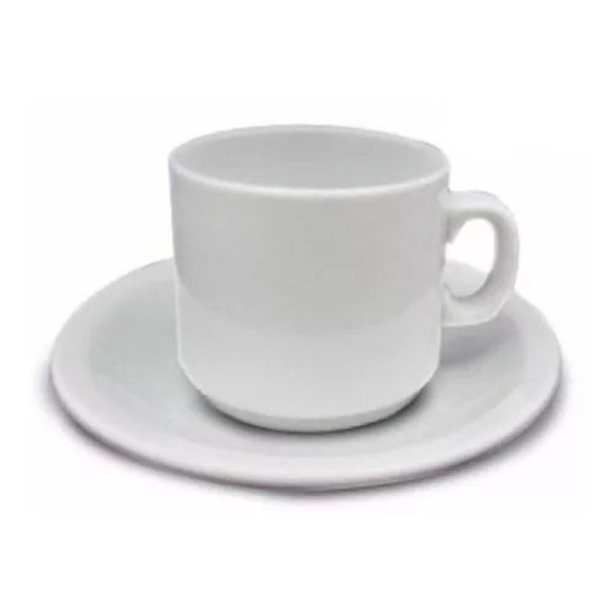 CORONA - 12 tazas con plato color blanco para desayuno corona