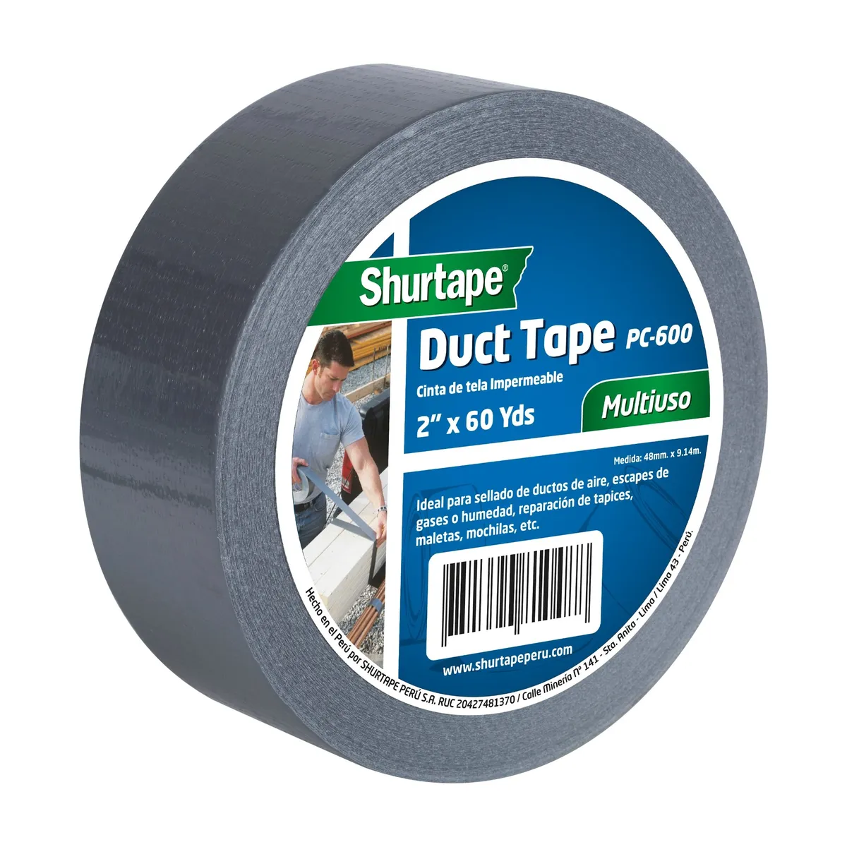 SHURTAPE - Cinta Duct Tape Plomo 2" x 60 yd