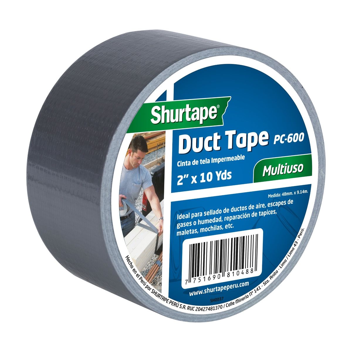 SHURTAPE - Cinta Duct Tape Plomo 2" x 10 yd