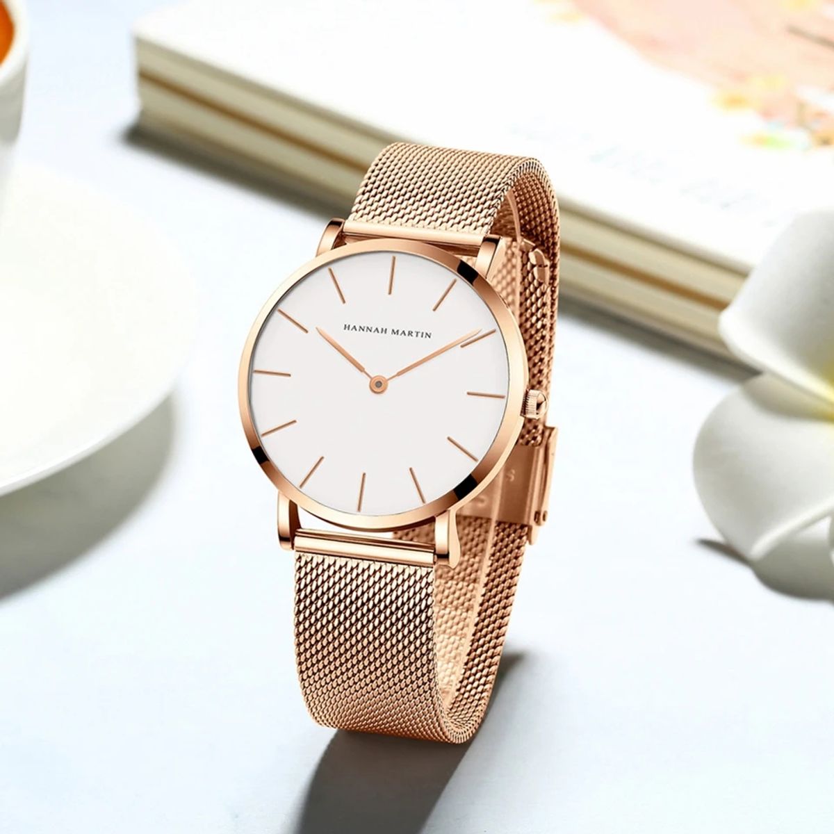 HANNAH MARTIN - RELOJ ESTILO CLASICO ELEGANTE ORO ROSA RELOJ HANNAH MARTIN