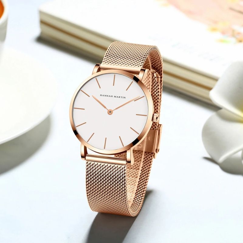 HANNAH MARTIN - RELOJ ESTILO CLASICO ELEGANTE ORO ROSA RELOJ HANNAH MARTIN
