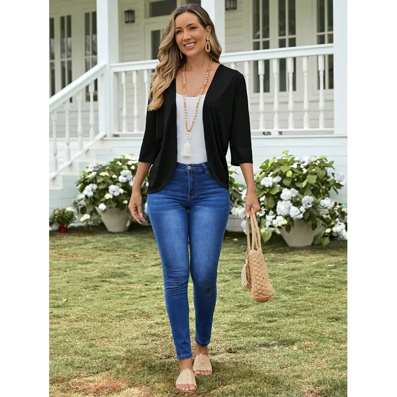 KAST PE - Cardigan Capa para Mujer Elhois Negro - Talla ML