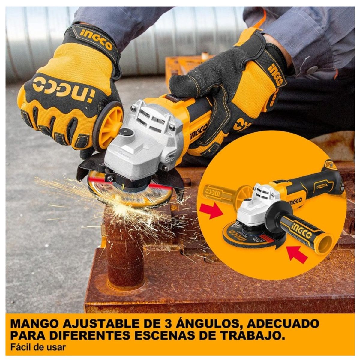 INGCO TOOLS - AMOLADORA INALAMBRICO TALADRO PERCUTOR COMBO MALETA DE HERRAMIENTA