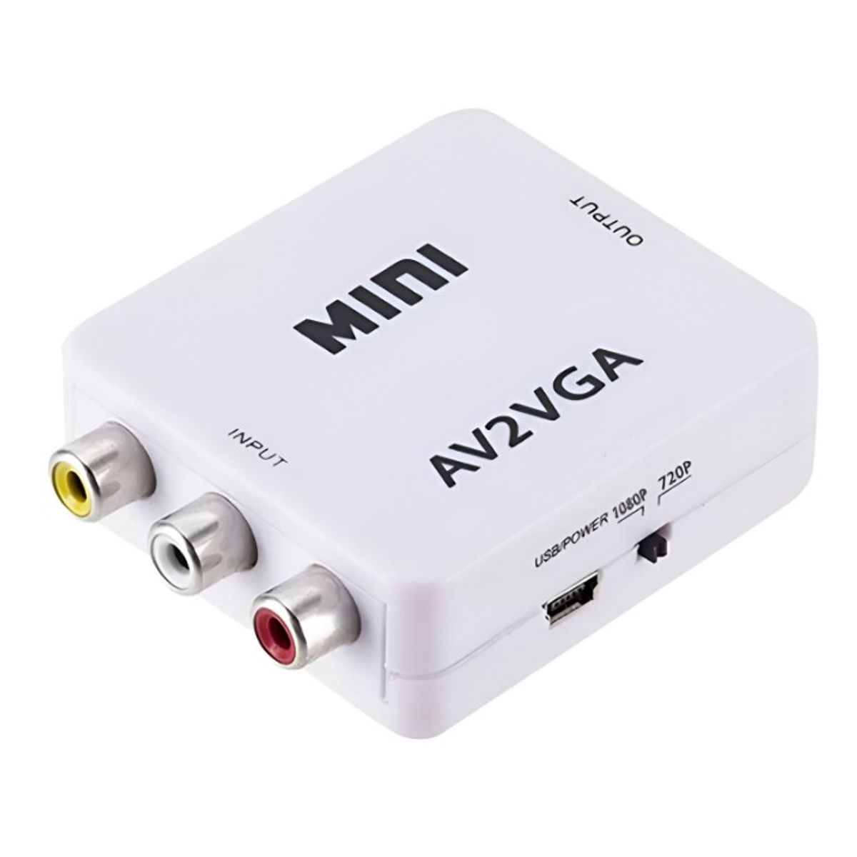 SEISA - Convertidor Adaptador Av RCA a VGA AV2VGA 1080p BLANCO salida 35mm