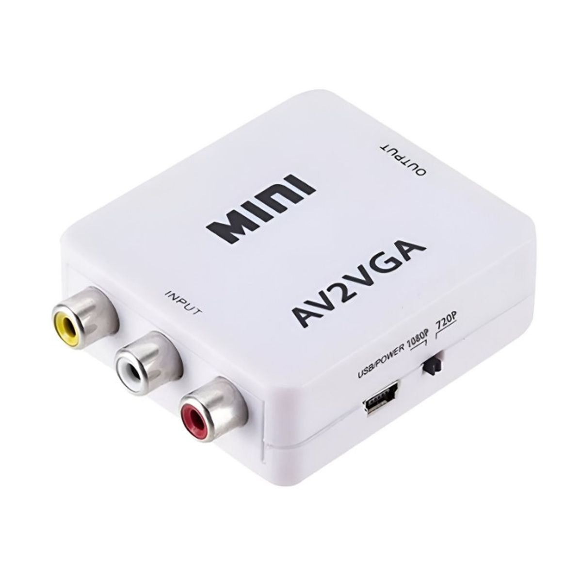 SEISA - Convertidor Adaptador Av RCA a VGA AV2VGA 1080p BLANCO salida 35mm