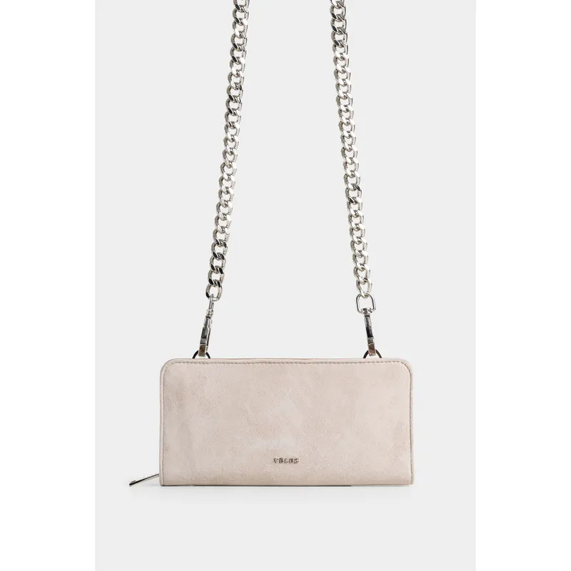 VELEZ - Vélez Porta Chequera angola De Cuero Gamuza Para Mujer Arena