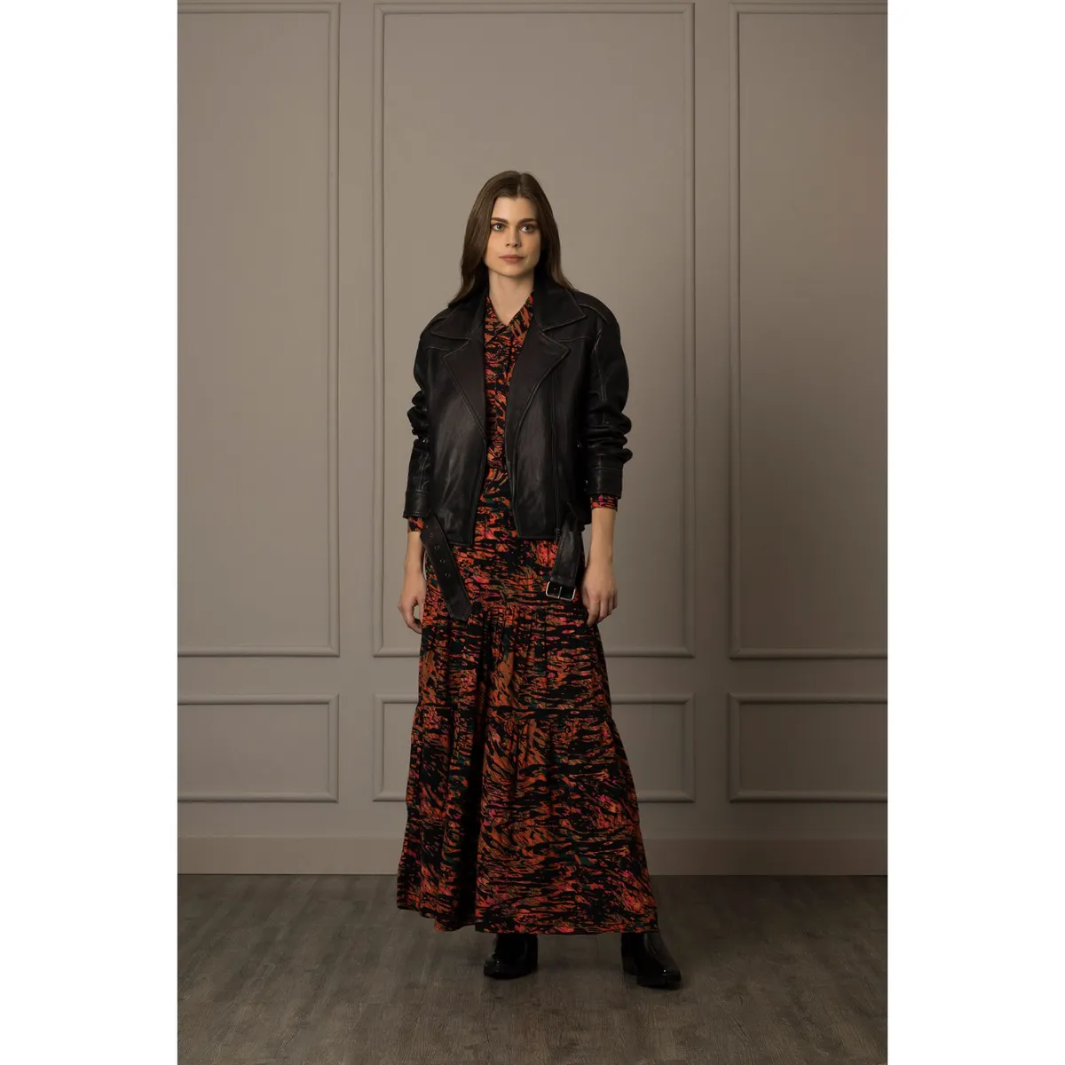 VELEZ - Vélez Casaca Biker Oversized Unisexo En Cuero Ovino Negro