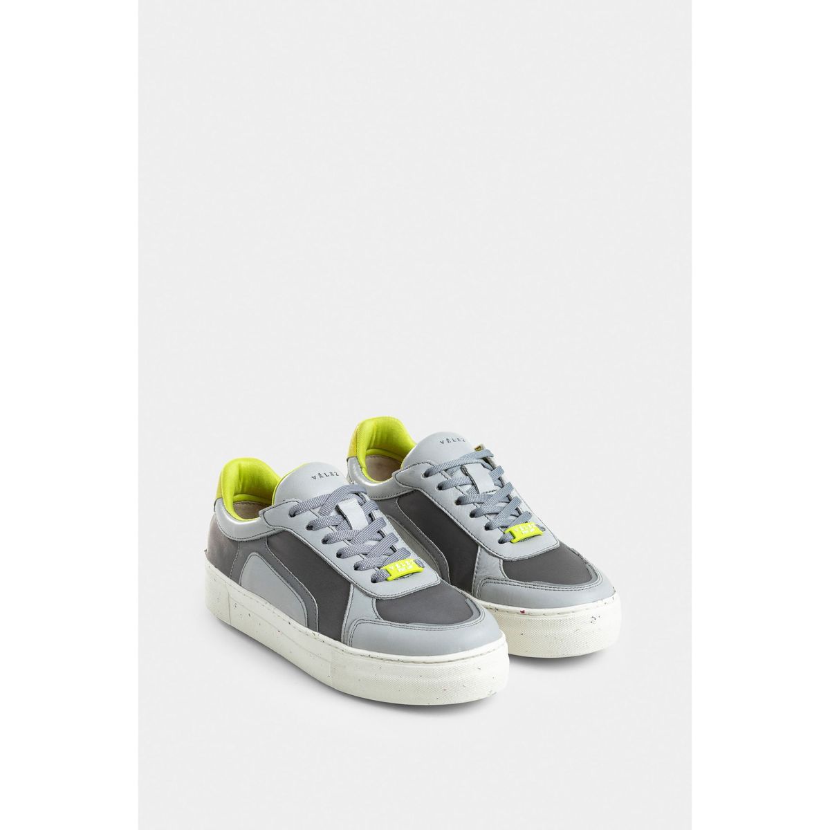 VELEZ - Vélez Zapatillas Flexus De Cuero y Lona Mujer Detalle Gris