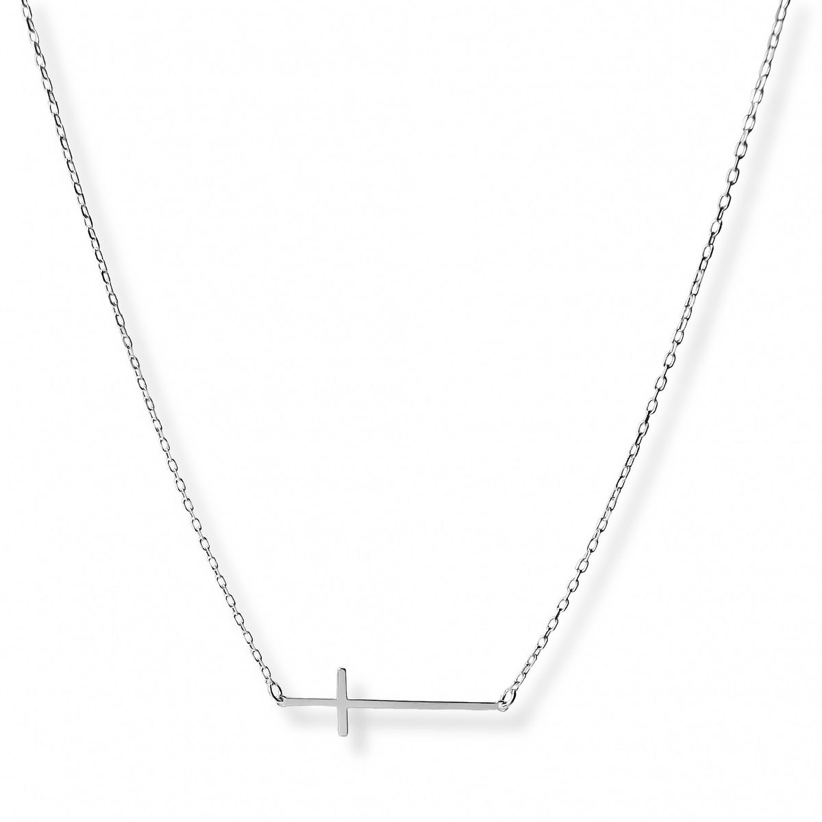 AMBAR JOYERIA - Collar de Plata 925 Cruz Lisa Silver