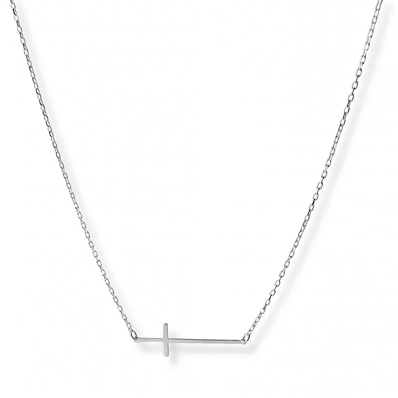 AMBAR JOYERIA - Collar de Plata 925 Cruz Lisa Silver