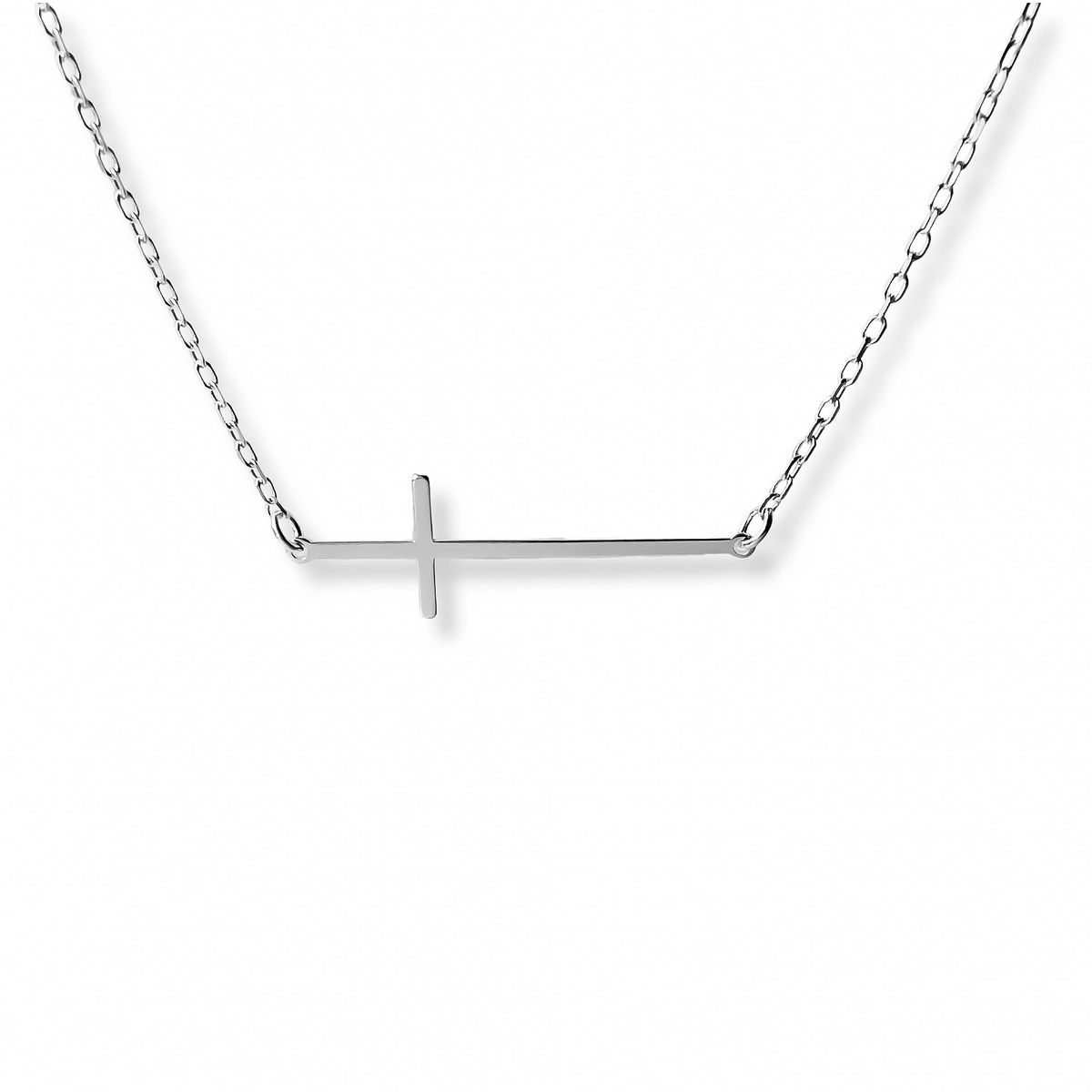 AMBAR JOYERIA - Collar de Plata 925 Cruz Lisa Silver