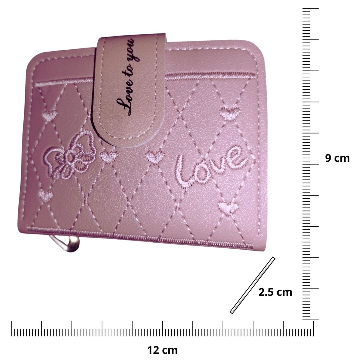 GENERICO - Billetera para dama de cuero vegano diseño love bordado