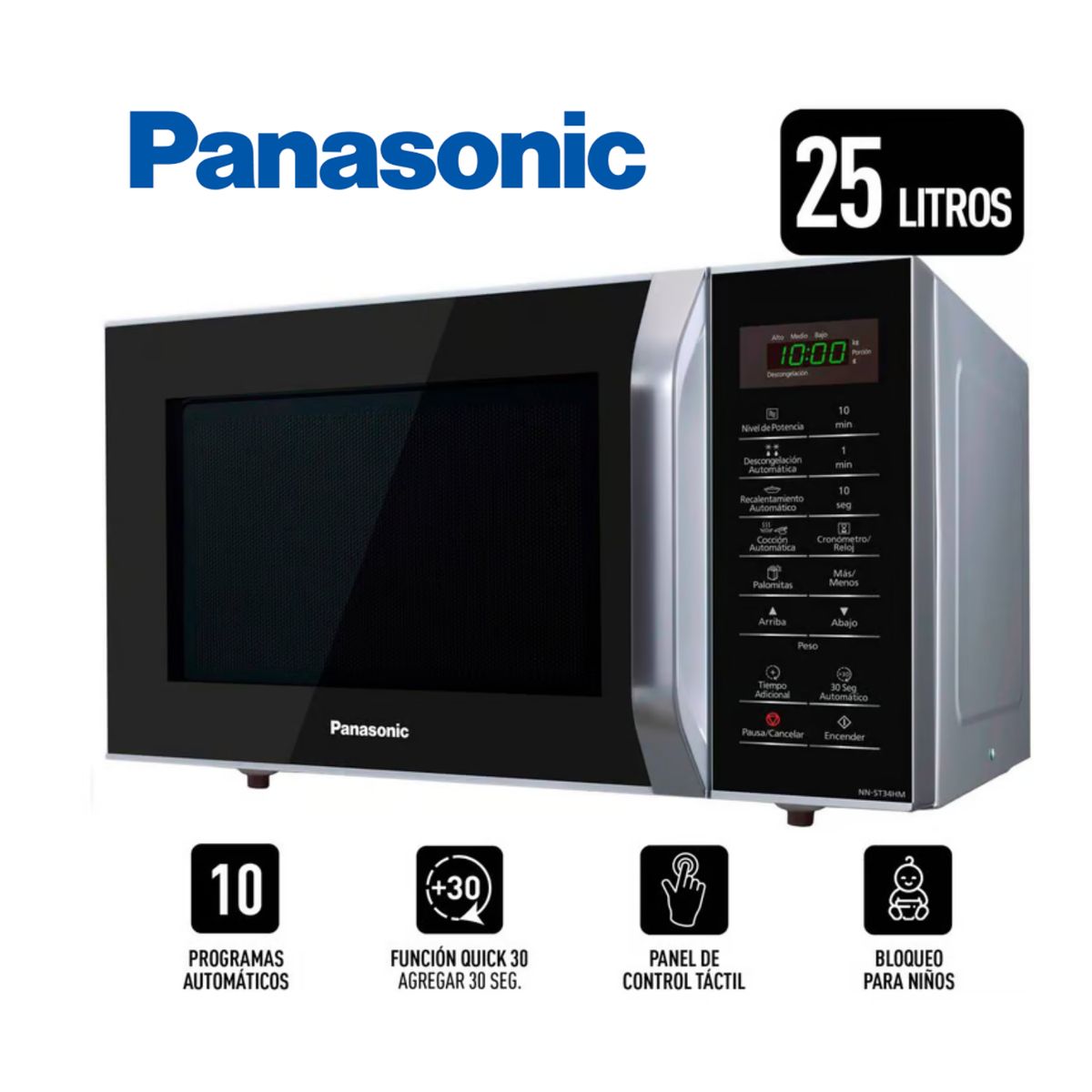 PANASONIC - HORNO MICROONDAS PANASONIC NN-SB34HM 25 LITROS PLATEADO