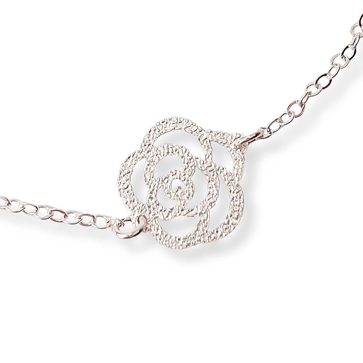 AMBAR JOYERIA - Pulsera de Plata 925 Rosa Calada Con Textura Silver