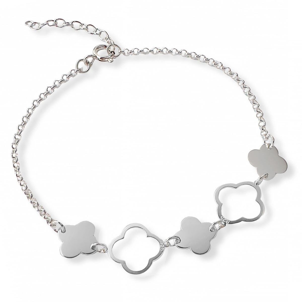 AMBAR JOYERIA - Pulsera de Plata 925 VC Flores Caladas Silver