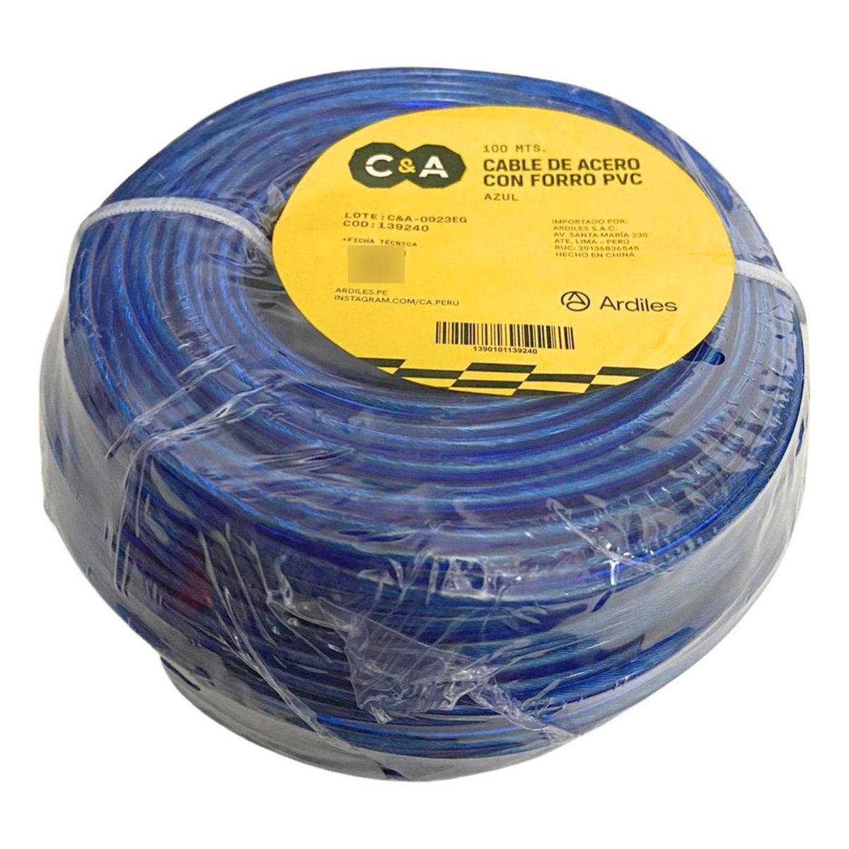 C&A - Cable de acero con forro pvc azul 100 metros C&A