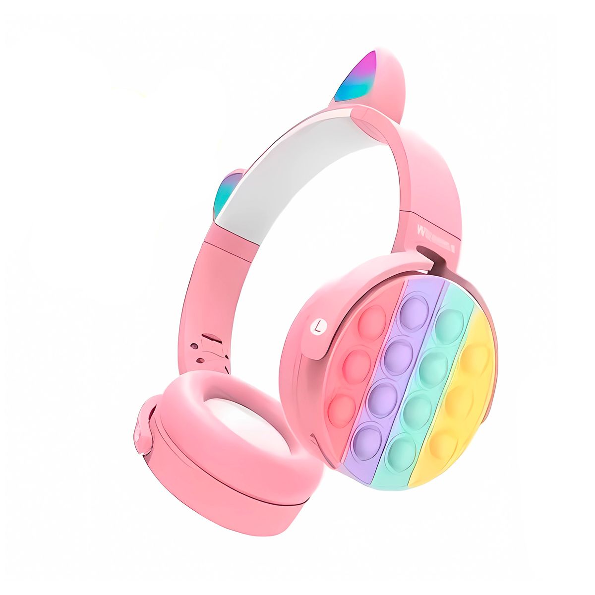 GENERICO - Audífonos bluetooth pop it con diseño gato  Rosado