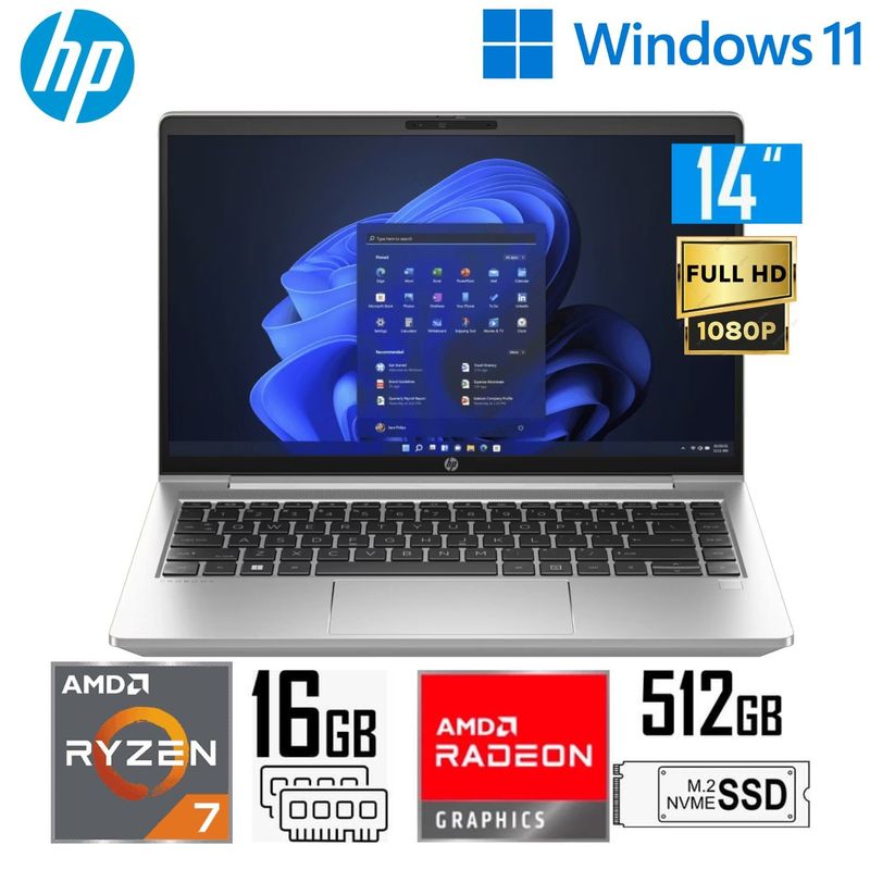 HP - Laptop HP Probook 445 G10 Ryzen 7-7730U 16GB RAM 512GB SSD 14" FHD AMD Radeon Graphics Windows 11Pro