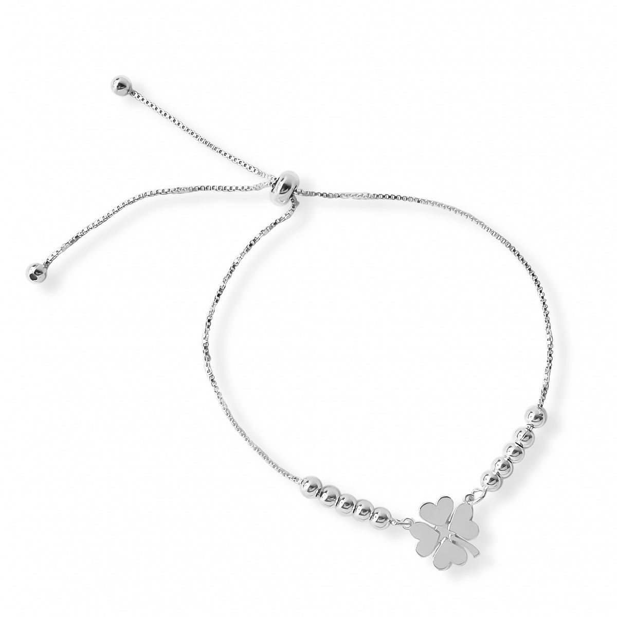 AMBAR JOYERIA - Pulsera Trébol De La Suerte Regulable Plata 925
