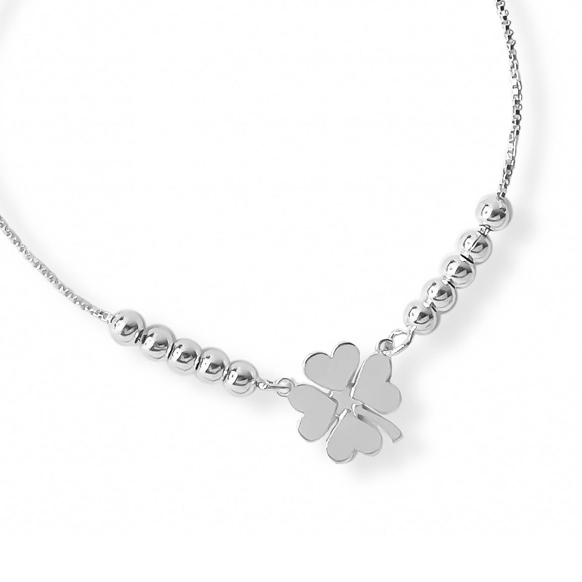 AMBAR JOYERIA - Pulsera Trébol De La Suerte Regulable Plata 925