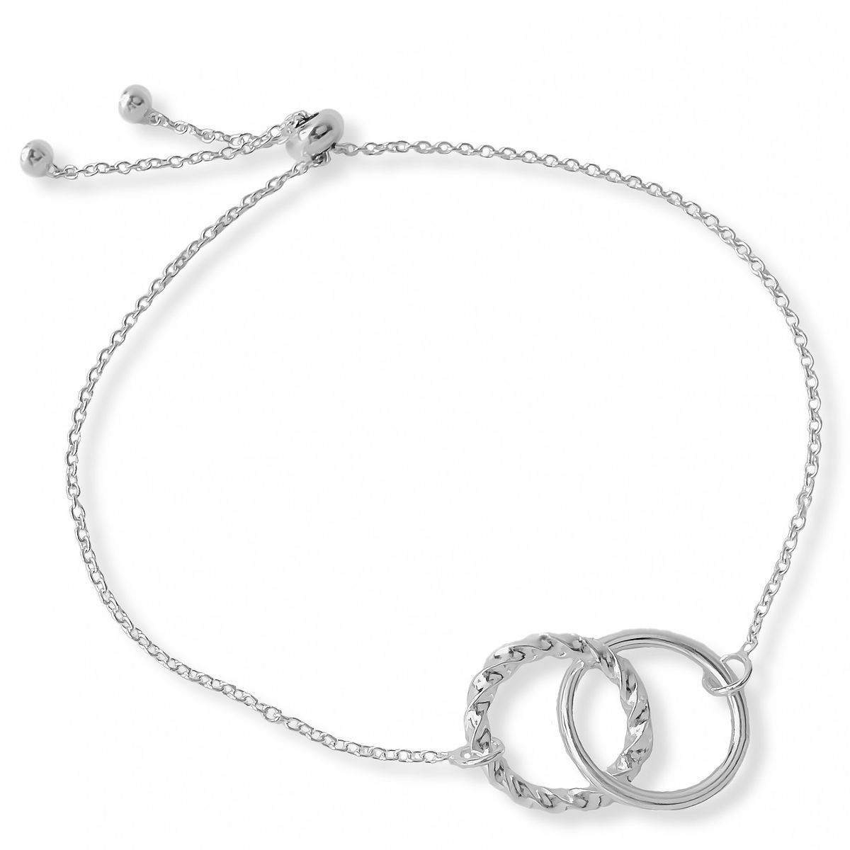 AMBAR JOYERIA - Pulsera de Plata 925 Aros Con Textura Regulable Silver