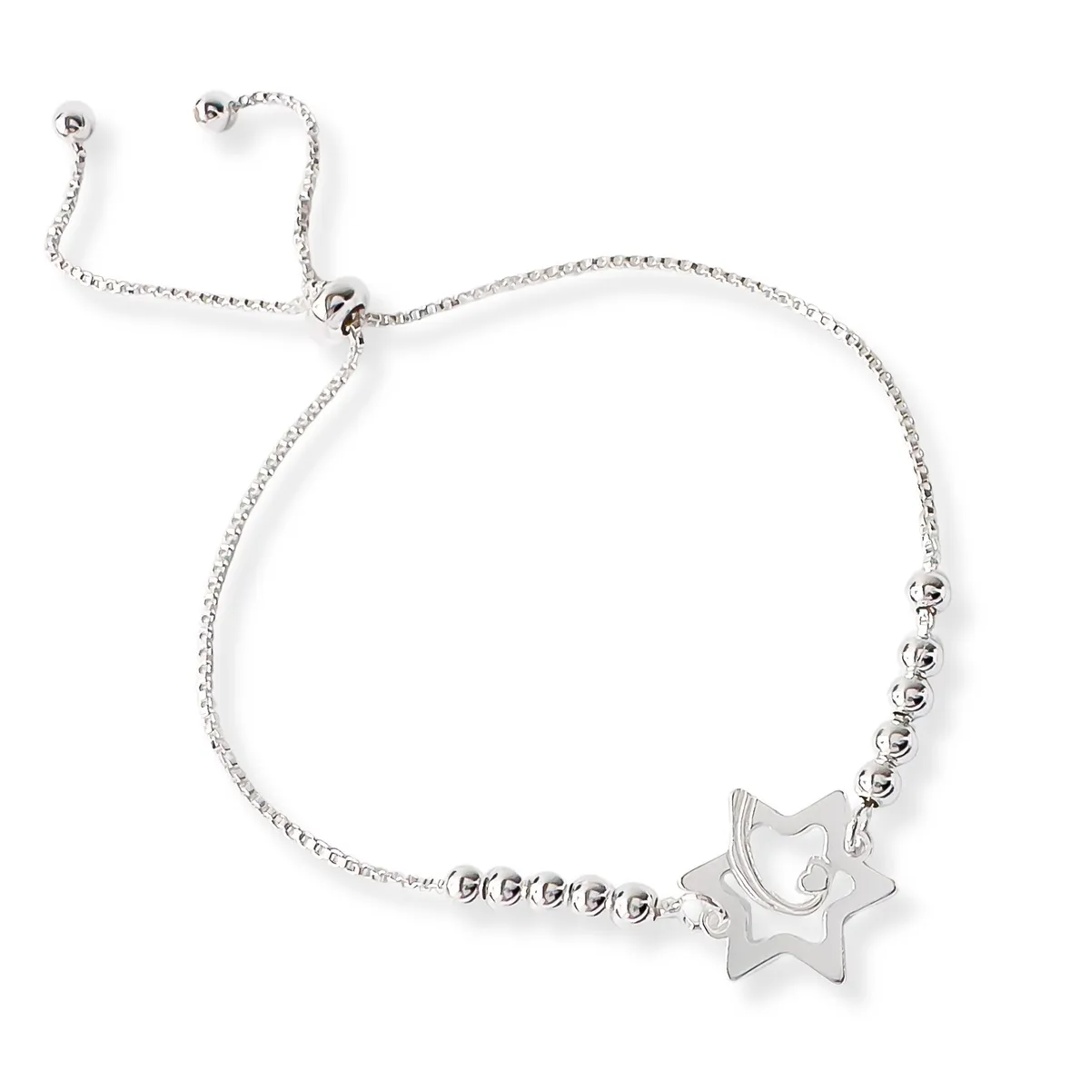 AMBAR JOYERIA - Pulsera de Plata 925 Estrella De Amor Regulable Silver