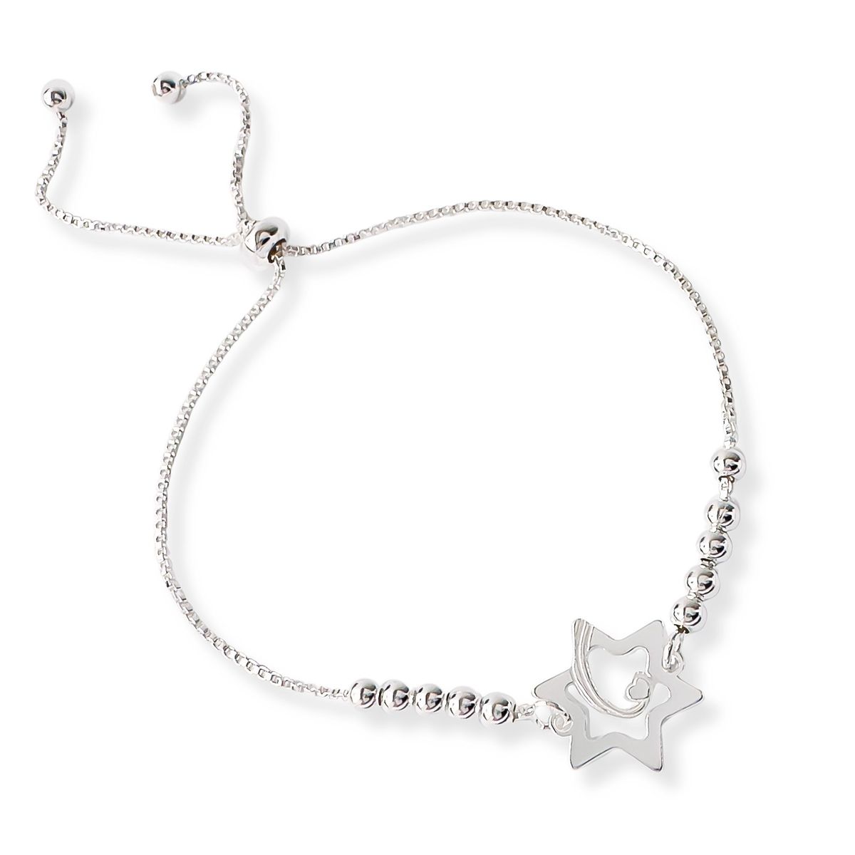 AMBAR JOYERIA - Pulsera de Plata 925 Estrella De Amor Regulable Silver