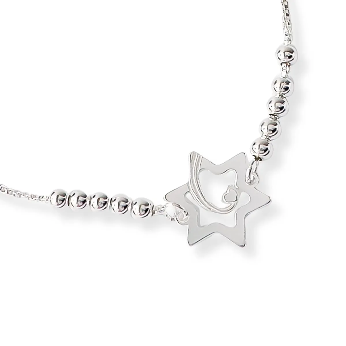 AMBAR JOYERIA - Pulsera de Plata 925 Estrella De Amor Regulable Silver