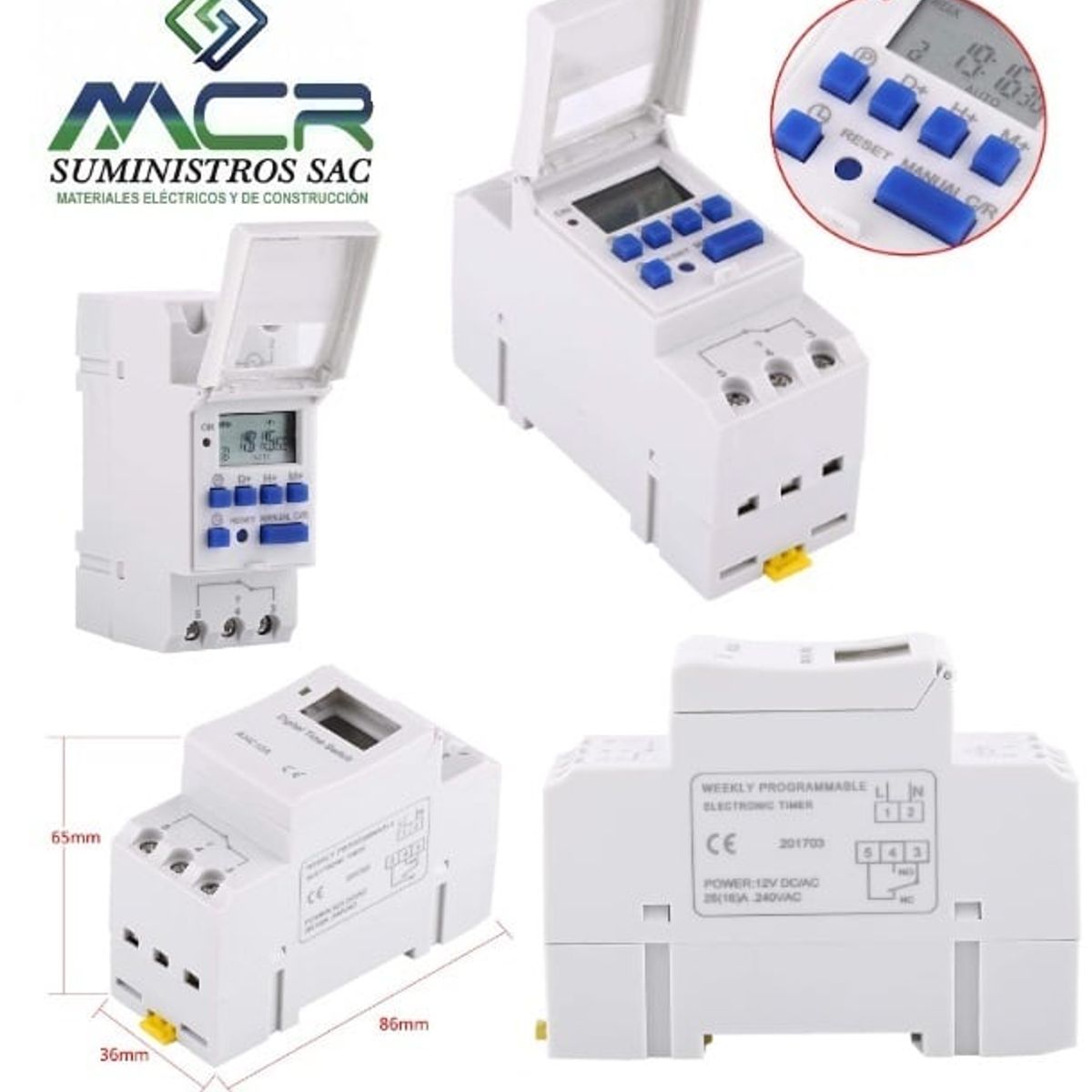 GENERICO - Temporizador Digital con Horario Programable diario y semanal 12V