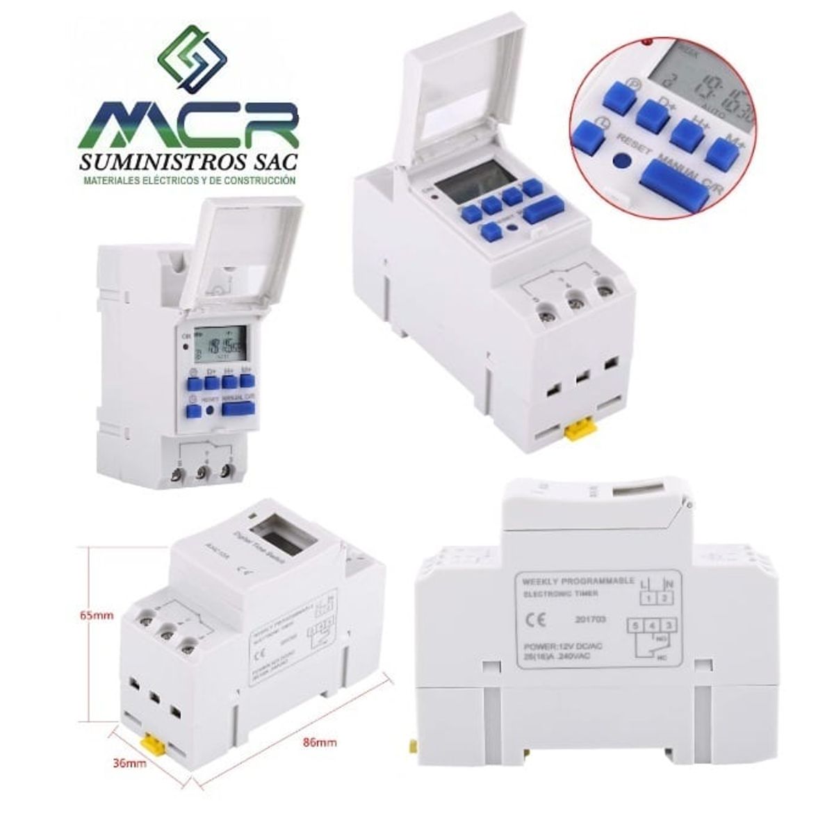 GENERICO - Temporizador Digital con Horario Programable diario y semanal 12V